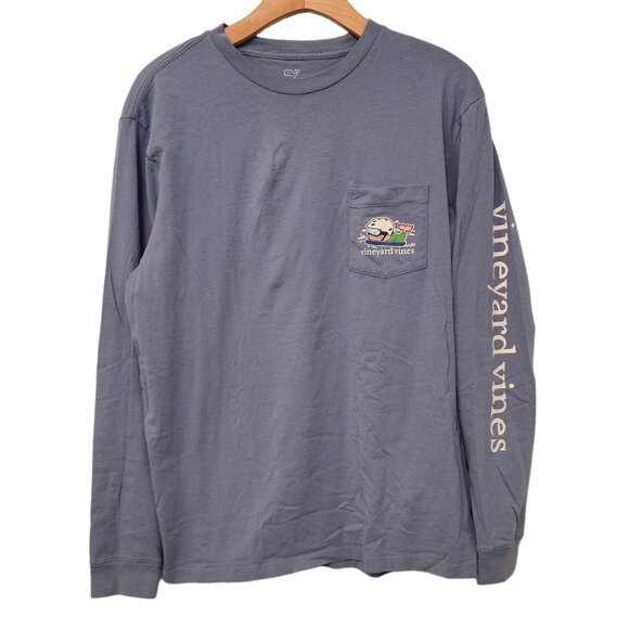 Vineyard Vines Long Sleeve T-Shirt Pocket Blue Winter Snowboarding Mens Medium‎ - Picture 2 of 12